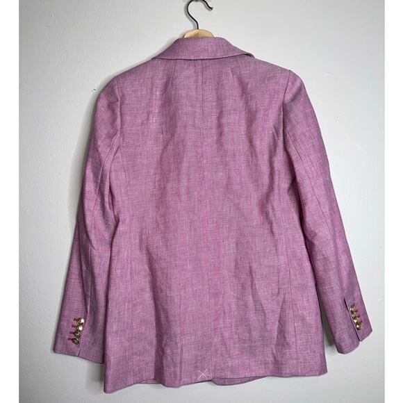 J.Crew Bristol Blazer Raspberry Pink Linen Blend Double Breasted Jacket Sz 0 - Picture 7 of 8
